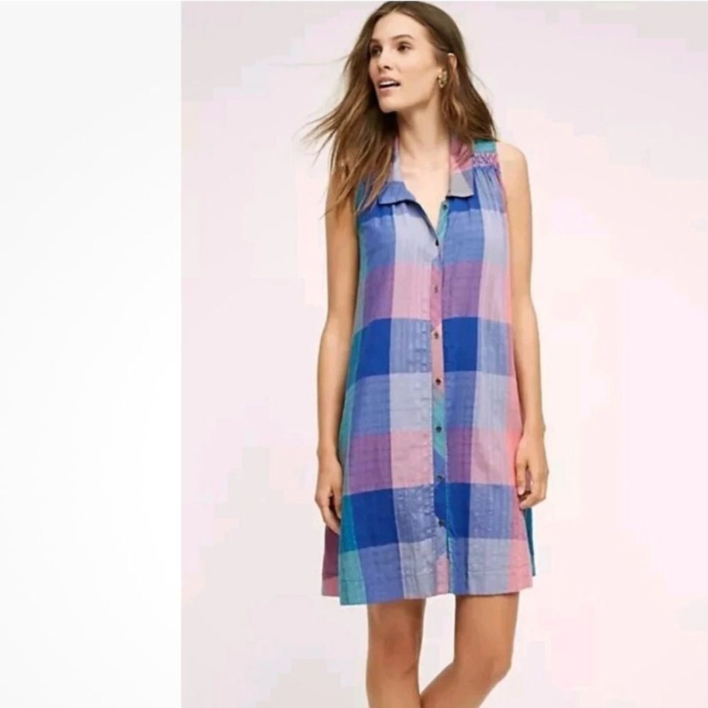 Anthropologie Xs Holding Horses Womens Ronan Shirt Dress Plaid Cotton